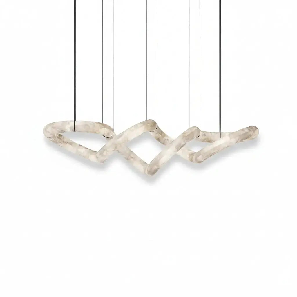 Designer Symmetrical Alabaster Modern Chandelier — alternate product view 1