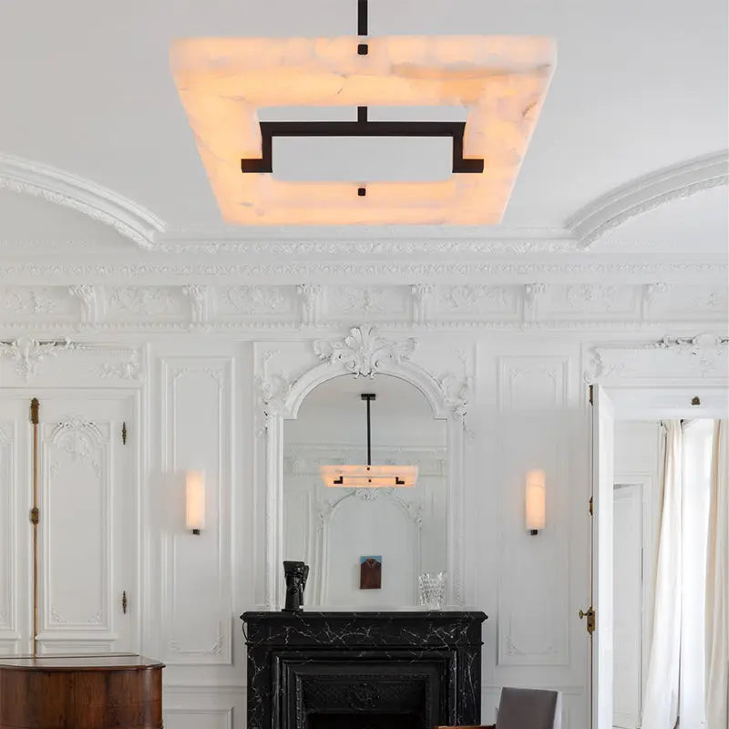 Modern Square Alabaster Chandelier — alternate product view 5