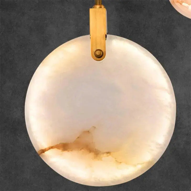 Modern Discs Long Staircase Alabaster Chandelier — alternate product view 6