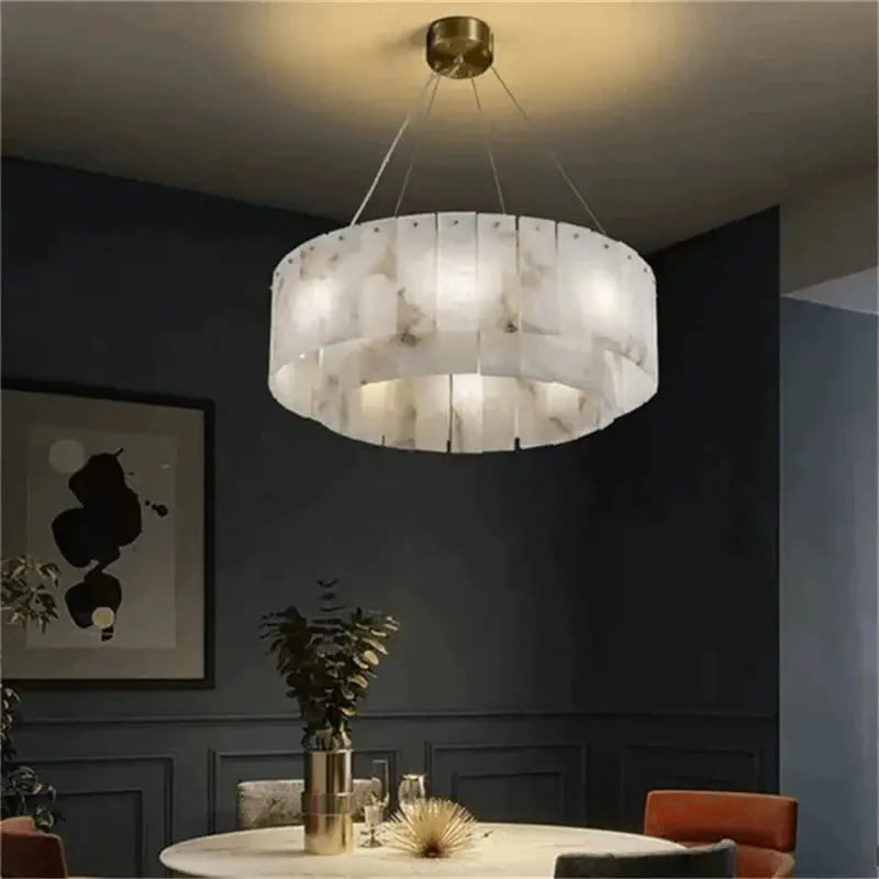 Two Tier Alabaster Modern Round Chandelier — alternate product view 3
