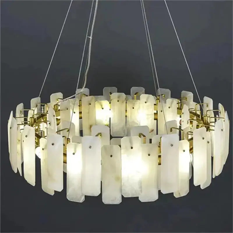 Natural Stone Round Pendant Chandelier — alternate product view 3