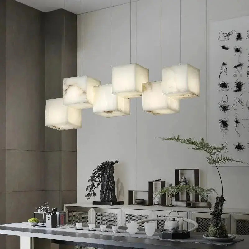 Cubic Handmade Alabaster Pendant Chandelier — product view