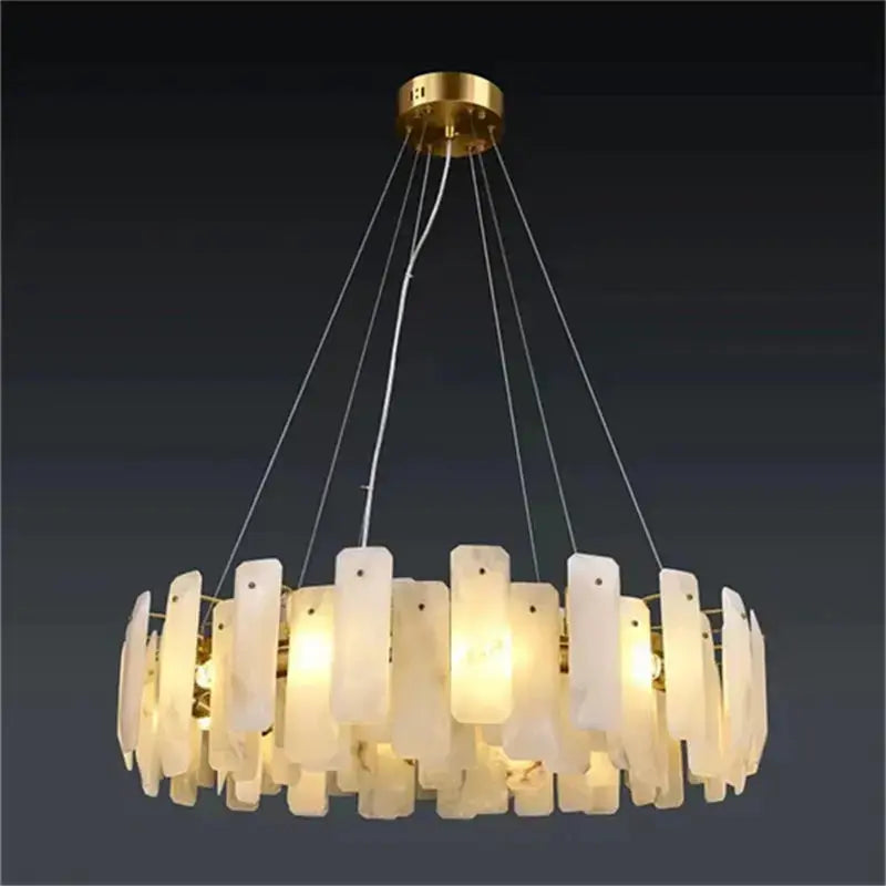 Natural Stone Round Pendant Chandelier — alternate product view 2