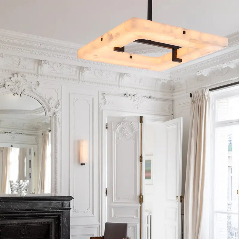 Modern Square Alabaster Chandelier — alternate product view 2