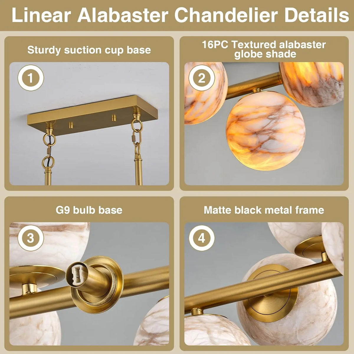 Modern Unique Alabaster Chandelier — alternate product view 31