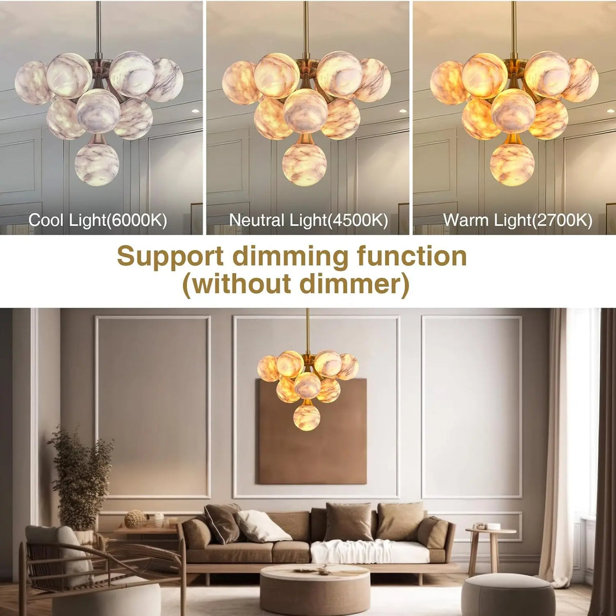 Modern Unique Alabaster Chandelier — alternate product view 3