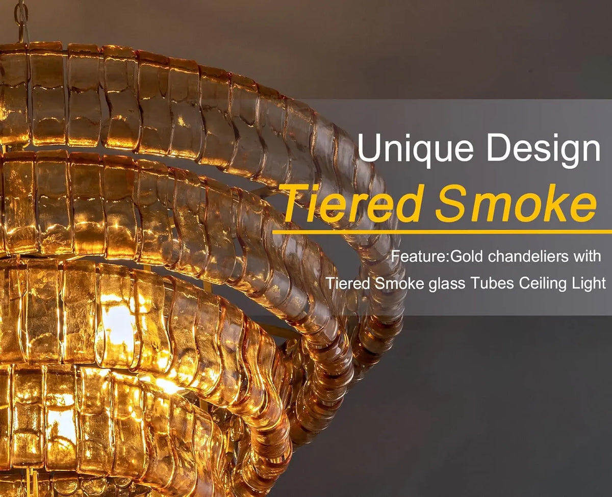 Modern Amber Glass Chandelier — alternate product view 2