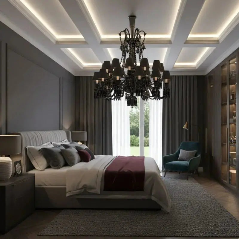 Villa Hotel Luxury Black Crystal Chandelier — close-up design detail 6