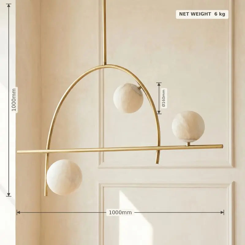 Brass Classic Alabaster Pendant Light — alternate product view 2