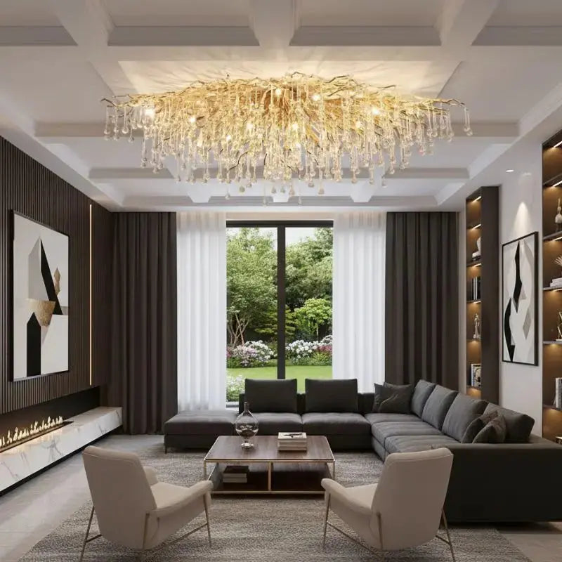 Ceiling Luxury Gold Crystal LED Chandelier — close-up design detail