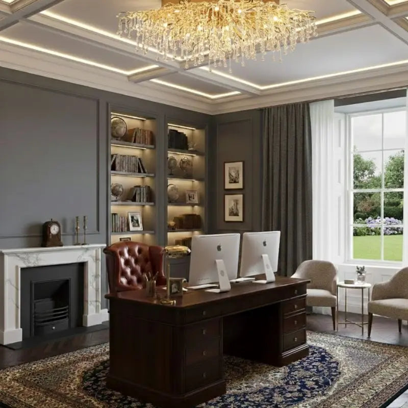 Ceiling Luxury Gold Crystal LED Chandelier — close-up design detail 2