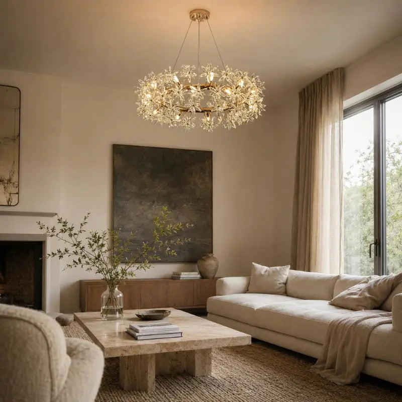 Designer Scandinavian Crystal Chandelier — close-up design detail