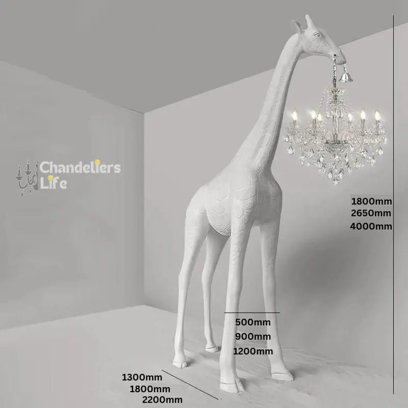 Art Sculpture Giraffe Chandelier - White — dimensions and measurements