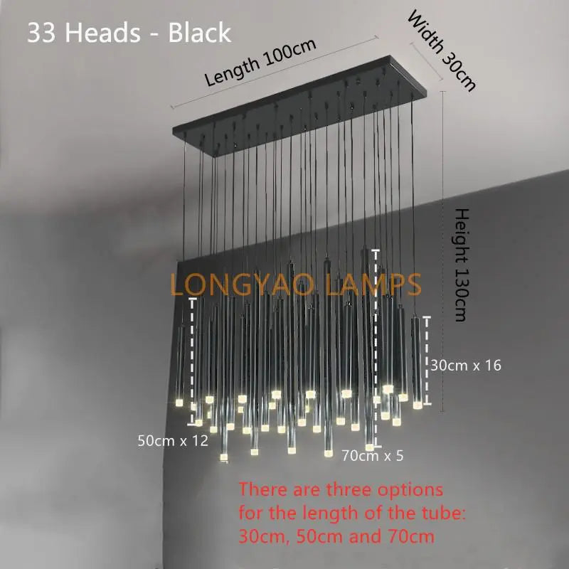 Modern Tube Combination Chandelier — alternate product view 10