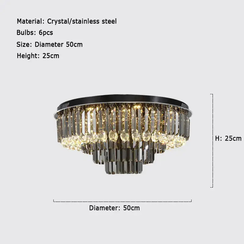 Luxury Crystal Ceiling Smoky Gray Lamp — alternate product view 6