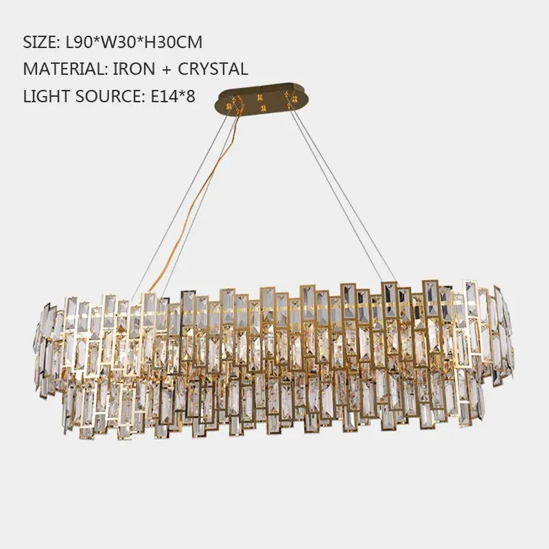 Oval Gold Crystal Designer Chandelier — alternate product view 4