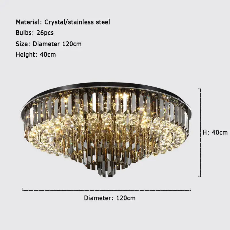 Luxury Crystal Ceiling Smoky Gray Lamp — alternate product view 10