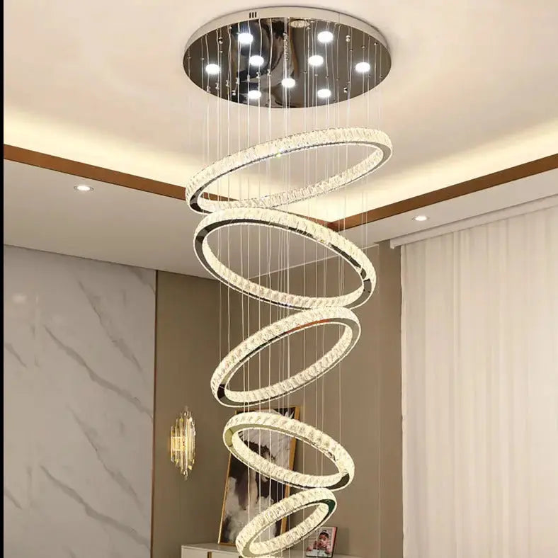 Rings Chandeliers for Loft Villa Duplex Design - Gold — product view