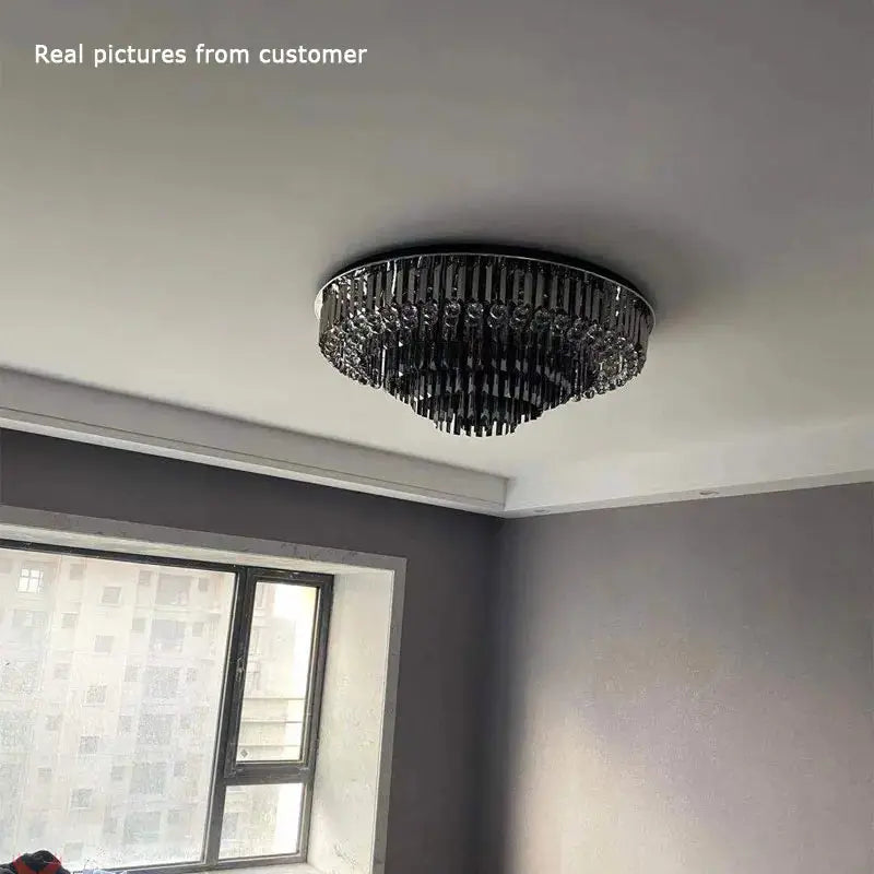 Luxury Crystal Ceiling Smoky Gray Lamp — alternate product view 5