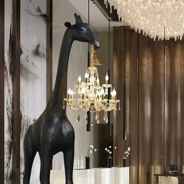 Art Giraffe Sculpture Floor Chandelier - Black — alternate product view 2