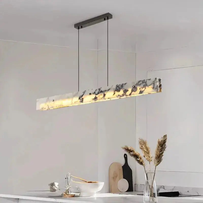 Long Strip Natural Marble Chandelier — alternate product view 2