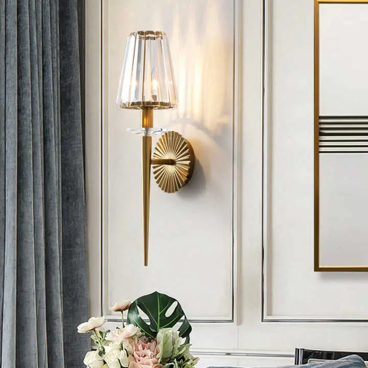 Modern Brass Crystal Wall Fixture — product view