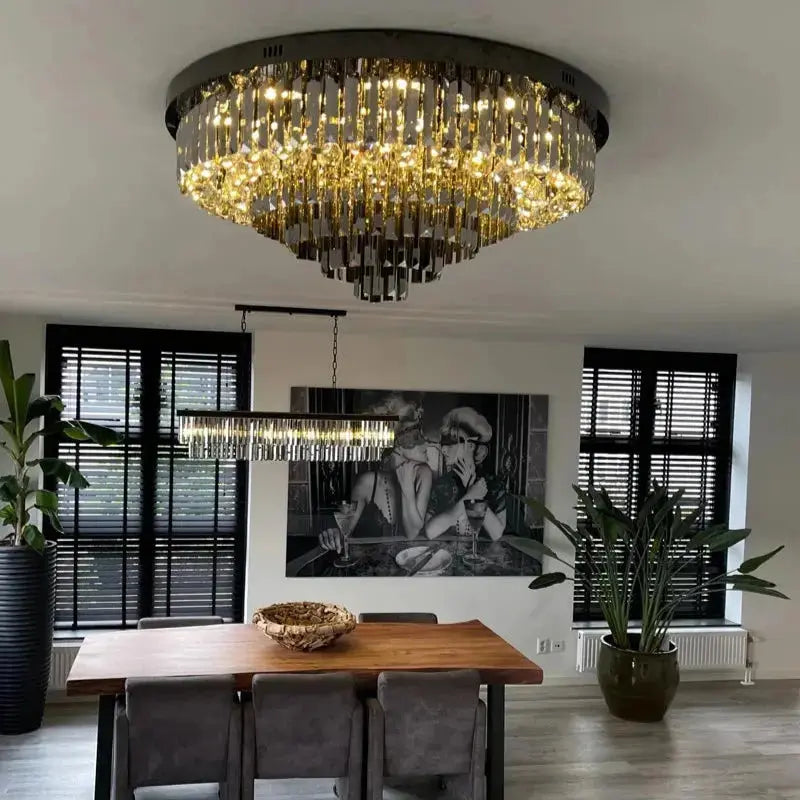 Luxury Crystal Ceiling Smoky Gray Lamp — alternate product view 2