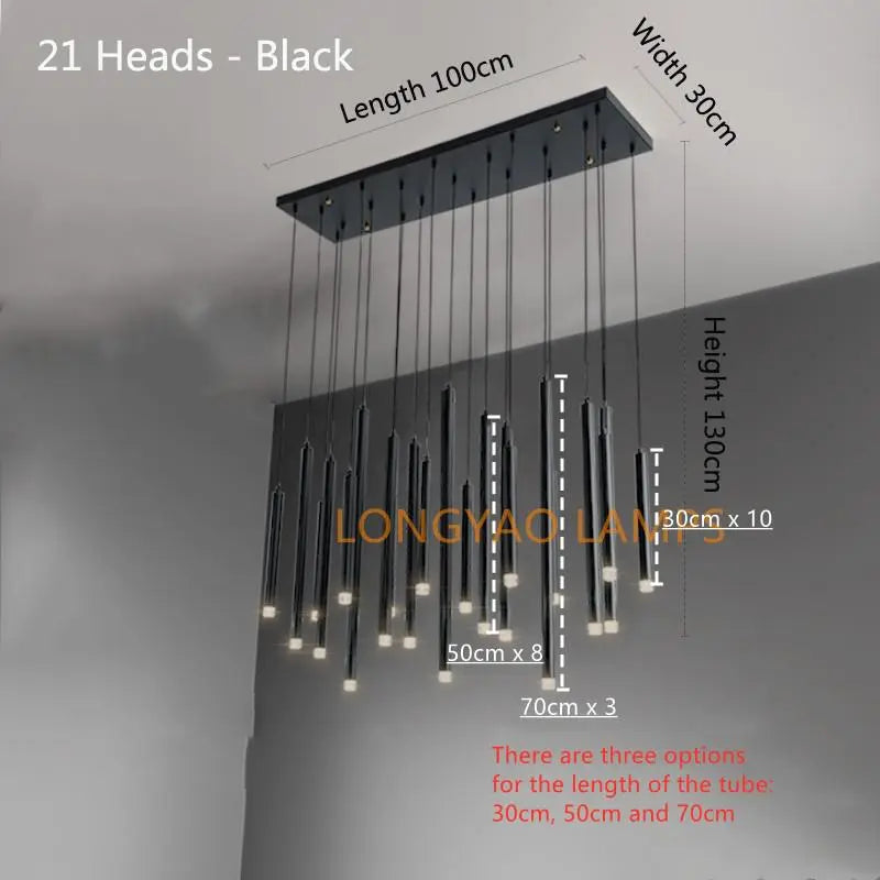 Modern Tube Combination Chandelier — alternate product view 8