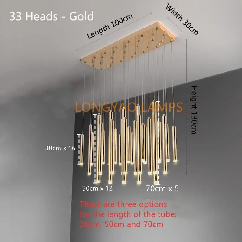 Modern Tube Combination Chandelier — alternate product view 11