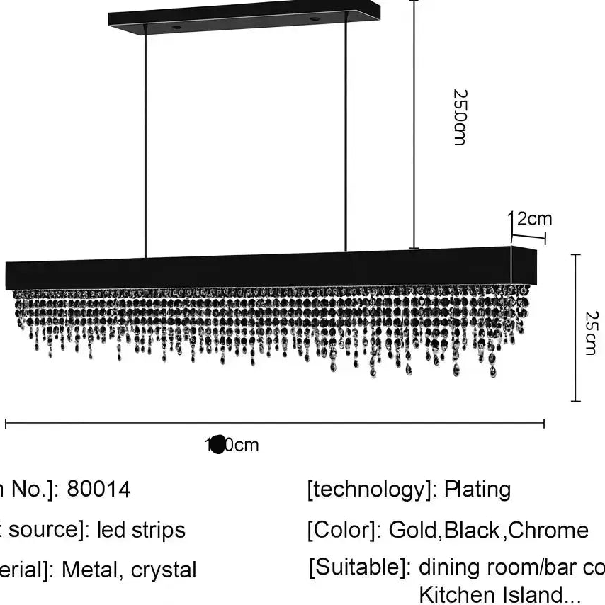 Modern Crystal Rectangle Chandelier - Chrome — alternate product view 5
