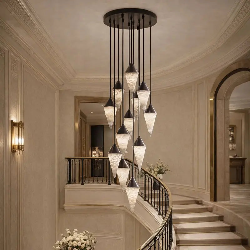 Modern Alabaster Cone Cluster Chandelier — product view