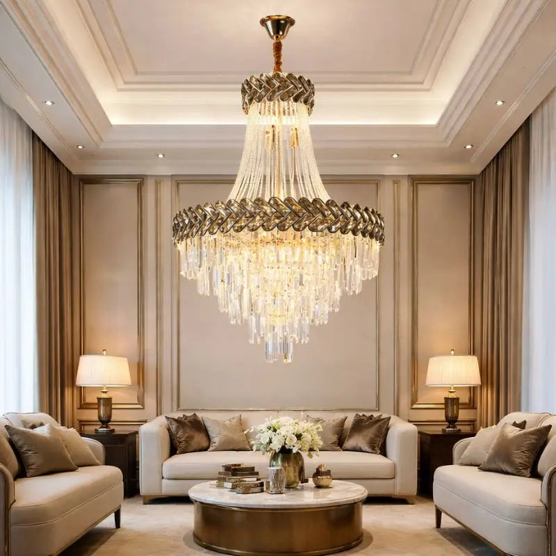 2025 Luxury Duplex Villa Crystal Chandelier — close-up design detail