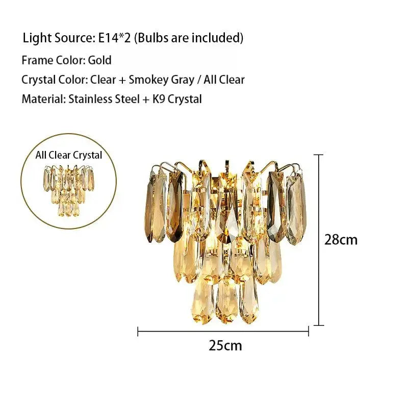 Modern Gold Crystal Wall Lights — close-up design detail 9