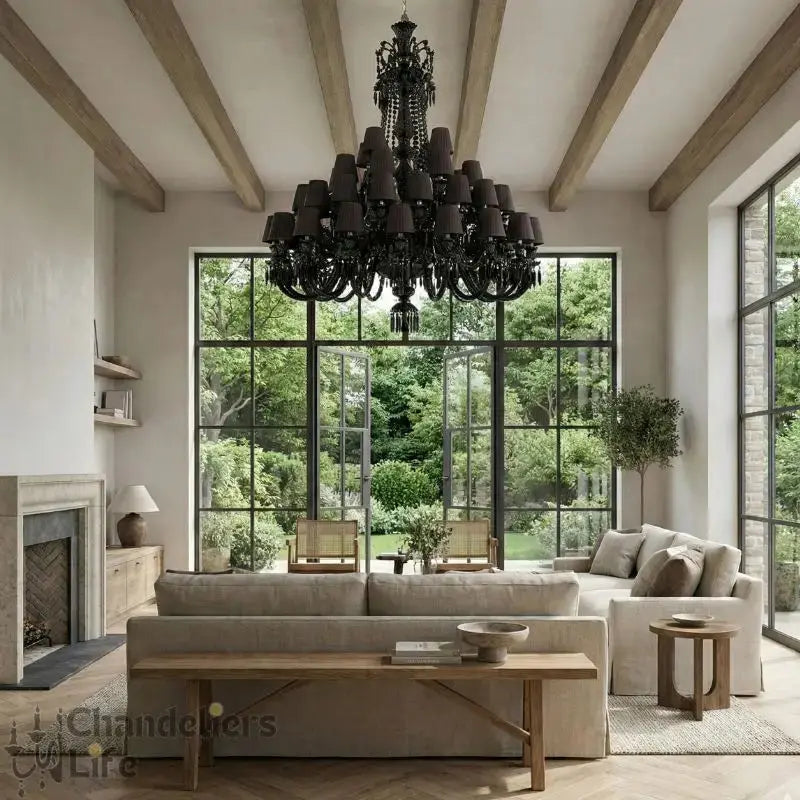 Villa Hotel Luxury Black Crystal Chandelier — close-up design detail 5