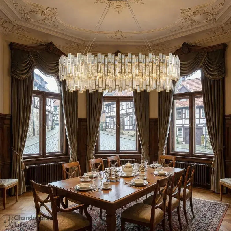 Oval Gold Crystal Designer Chandelier — close-up design detail