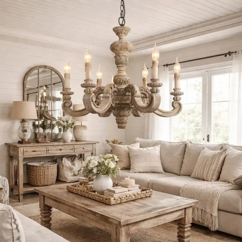 Roman Pillar Wooden Chandelier — product view