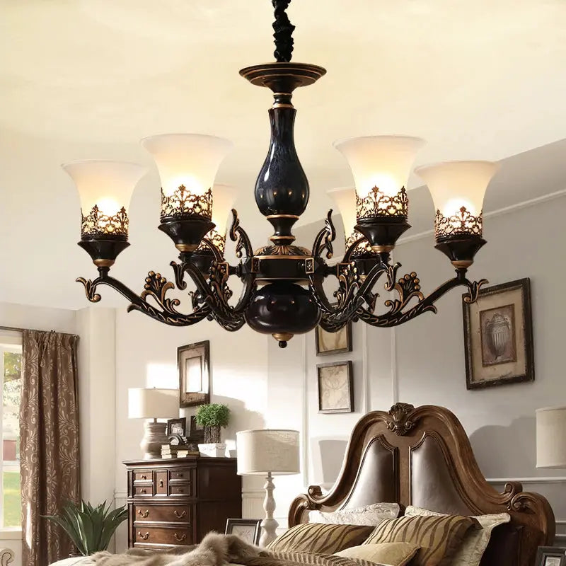 Dark Antique Ceramic Chandelier — alternate product view 4