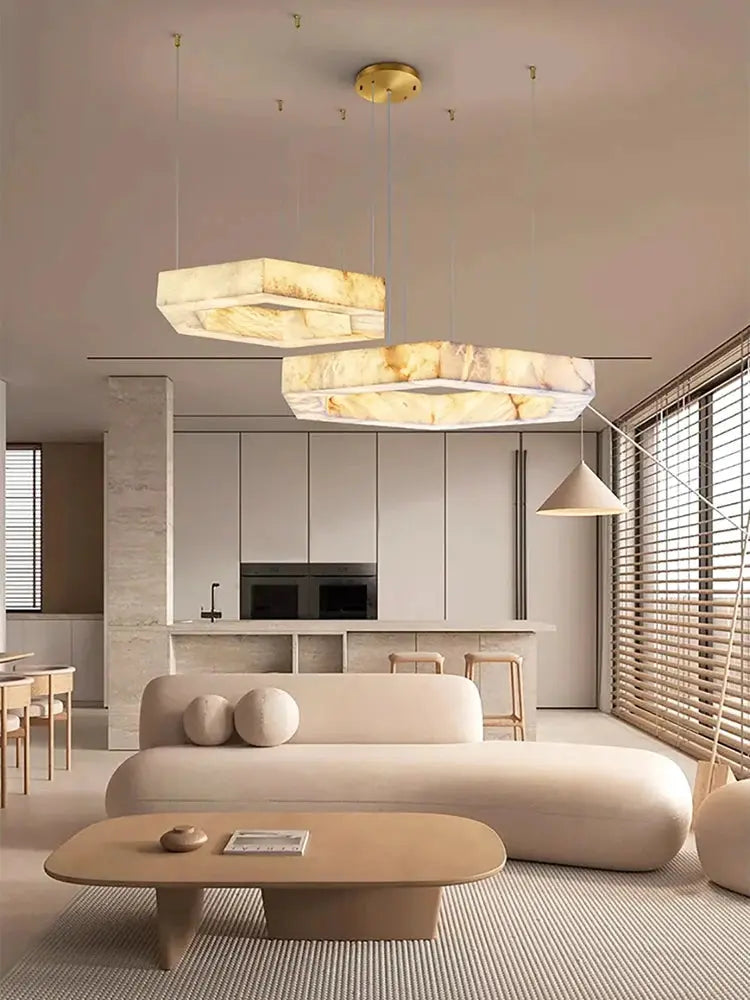 Hexagonal Alabaster Round Chandelier — alternate product view 1