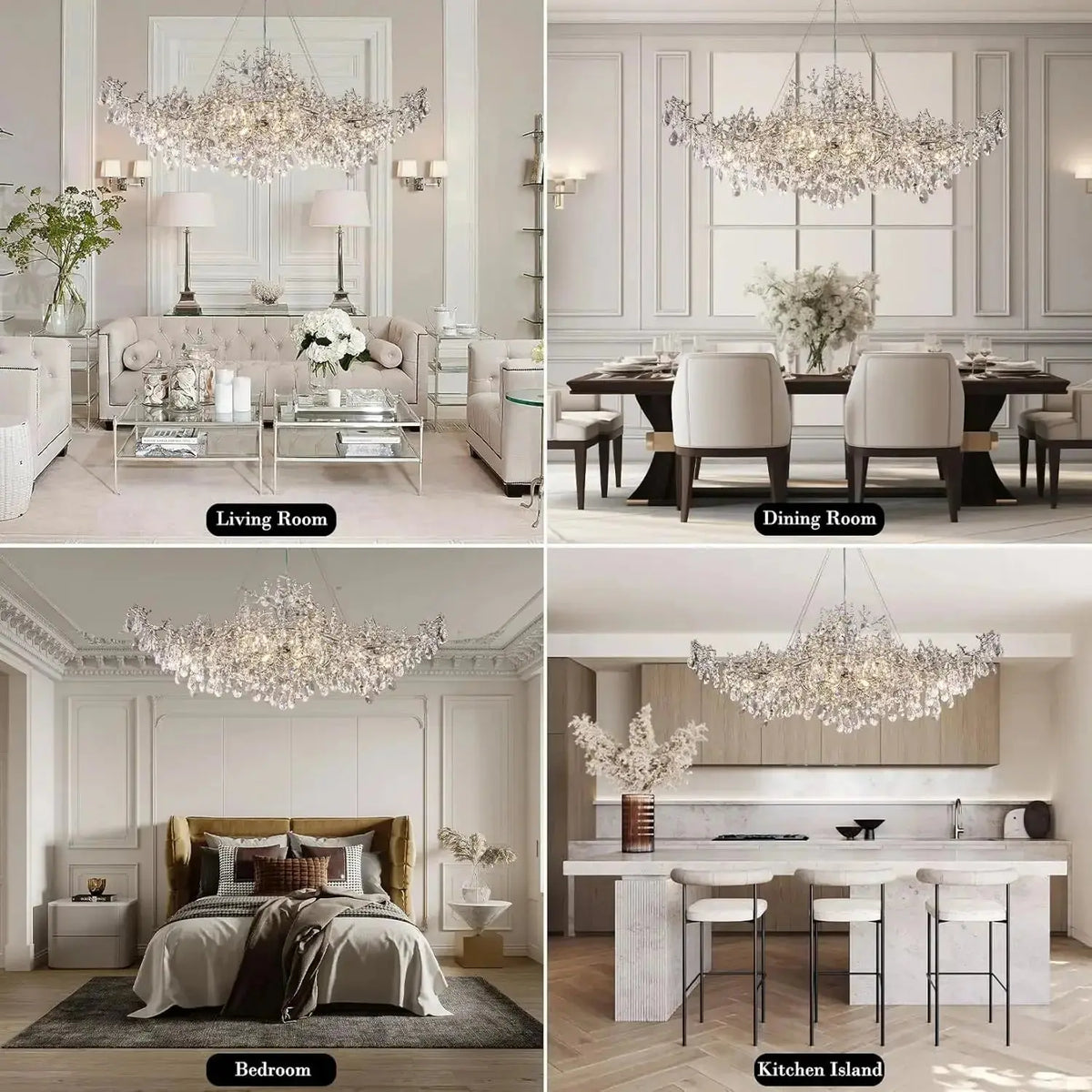 Modern Raindrop Chandelier Hanging Living Room — alternate product view 4