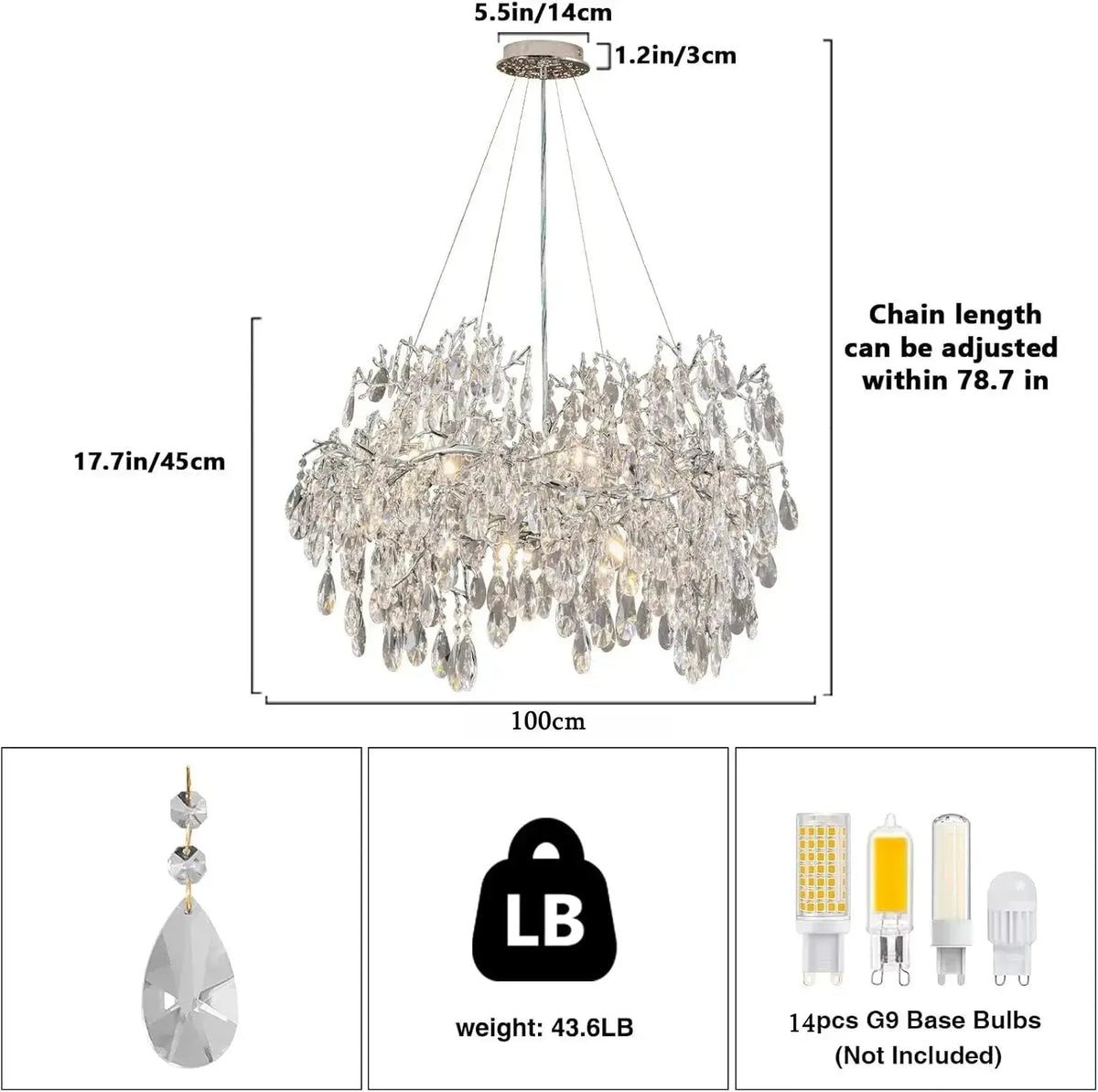 Modern Raindrop Chandelier Hanging Living Room — alternate product view 6