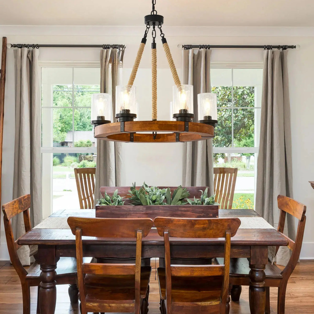 Country Farmhouse Wood Chandelier — alternate product view 2