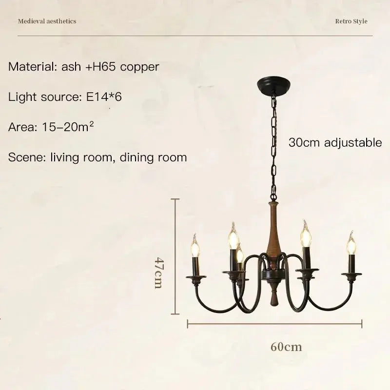 Nordic Retro Solid Wood Chandeliers — alternate product view 7