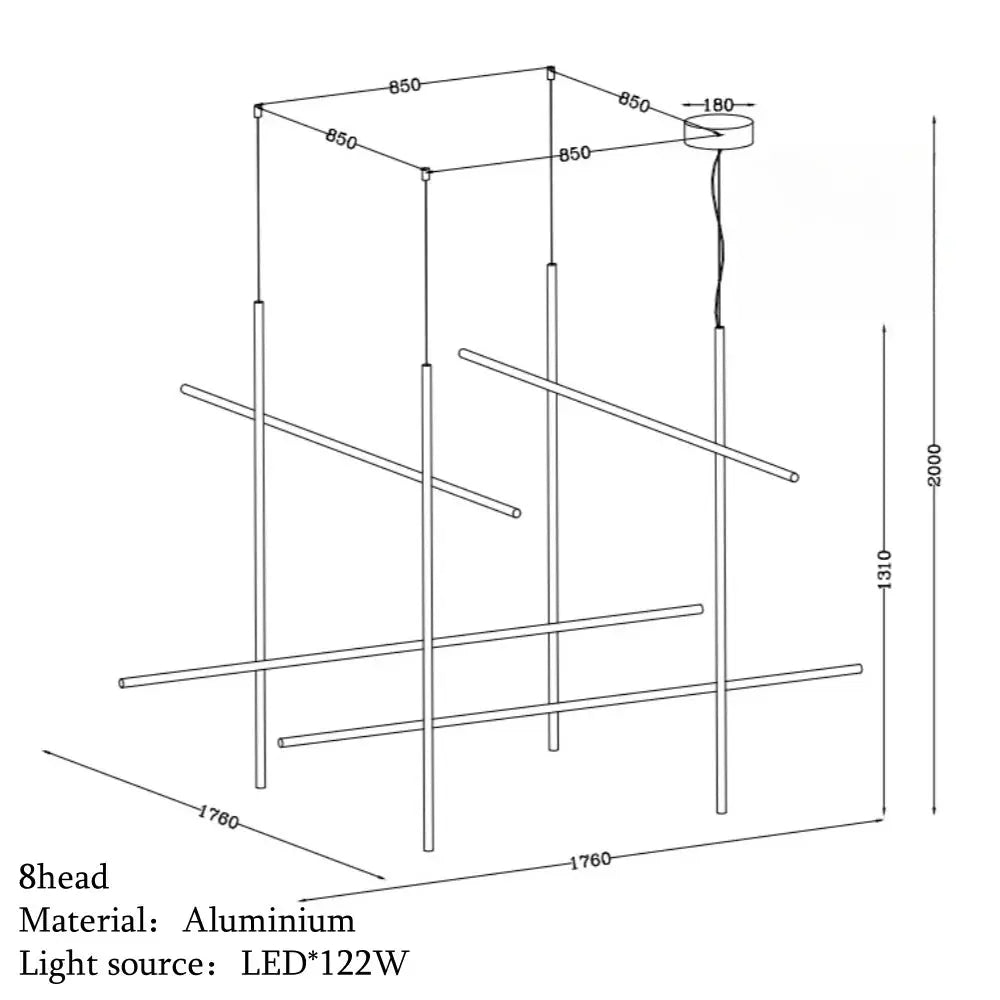 Nordic Minimalist Italian Tube Chandeliers — alternate product view 12
