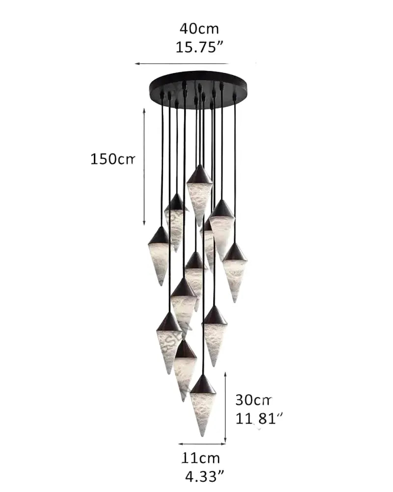 Modern Alabaster Cone Cluster Chandelier — alternate product view 24