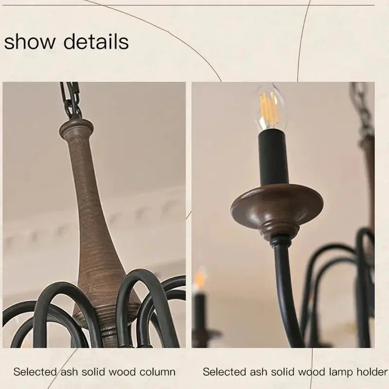 Nordic Retro Solid Wood Chandeliers — alternate product view 5