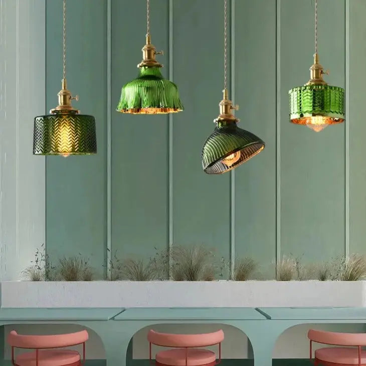 Green Glass Scandinavian Pendant Lights — alternate product view 1