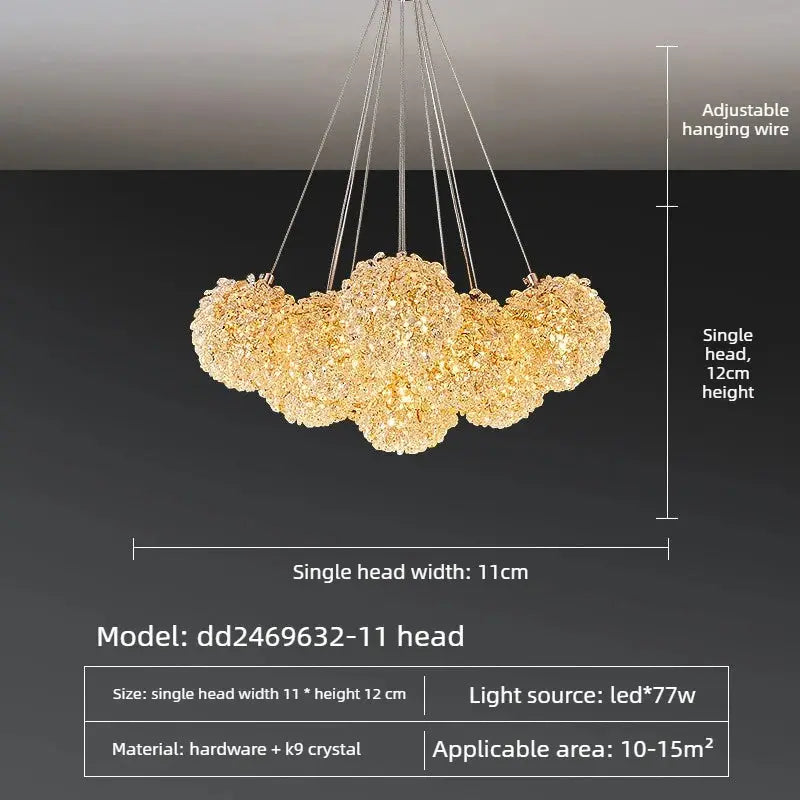 Modern Crystal Chandelier | Gold Cluster Ceiling Light — alternate product view 4