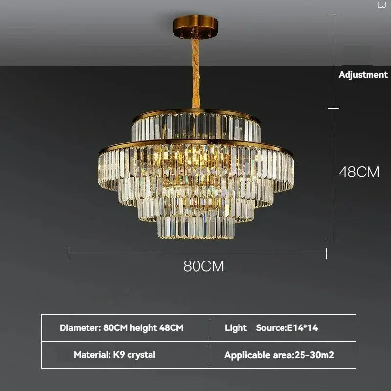 Modern Crystal Chandelier Villa Bedroom Round Lamp — alternate product view 8