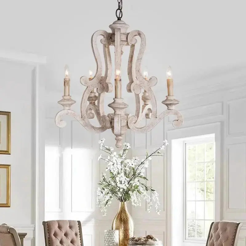 Antique Farmhouse Wooden Chandelier — product view