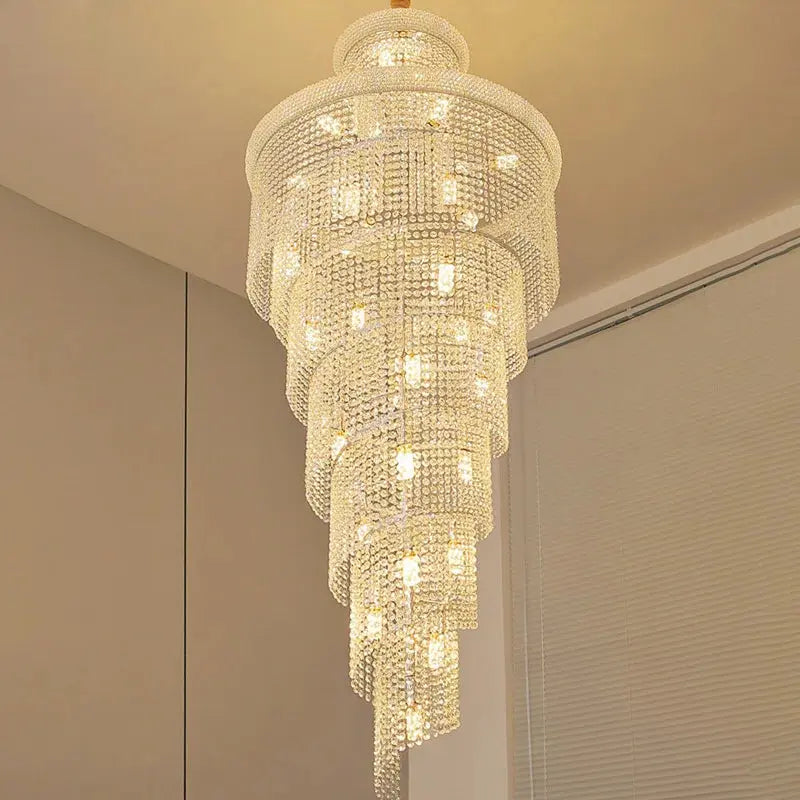 Luxury Gold Crystal Staircase Chandelier for High Ceilings — alternate product view 3